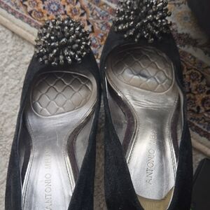 ANTONIO MELANI Black Suede Heels with Embellishments